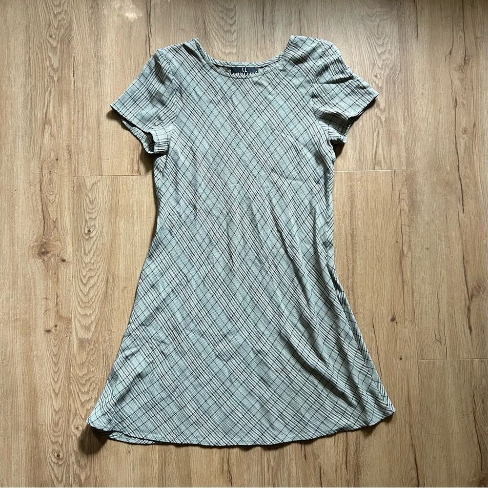 Vintage Carole Little Petites Plaid Mini Dress // academia shoulder pads